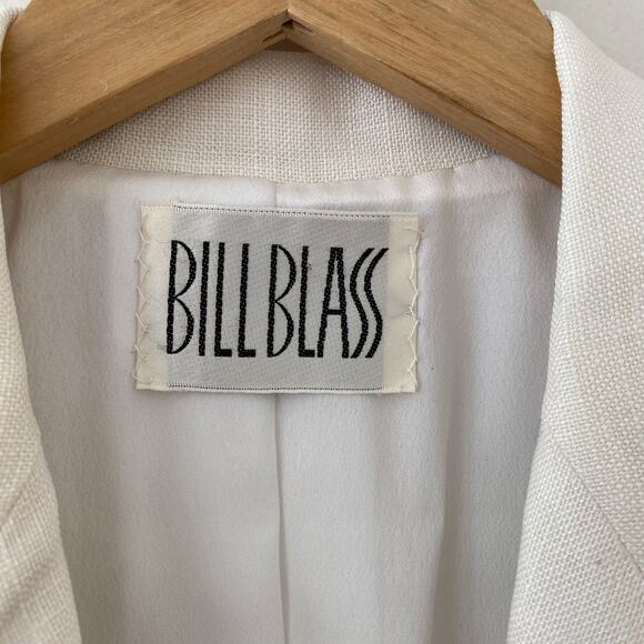 Vintage Bill Blass 2 PC Skirt Suit Blazer Color Block White Blue Women's Size 8 - Picture 5 of 9